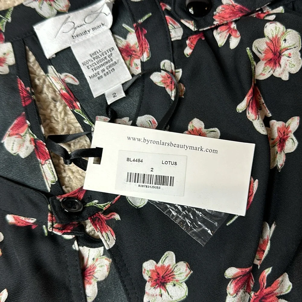 Byron Lars Lotus Flower keyhole Blouse Size 2 NWT - Picture 3 of 7